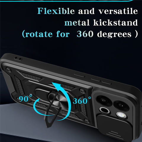 For OnePlus 13s 5G  /  13T 5G Case with Slide Camera Lid PC + TPU Kickstand Phone Cover