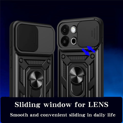 For OnePlus 13s 5G  /  13T 5G Case with Slide Camera Lid PC + TPU Kickstand Phone Cover