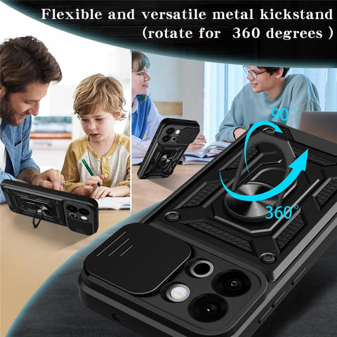 For OnePlus 13s 5G  /  13T 5G Case with Slide Camera Lid PC + TPU Kickstand Phone Cover