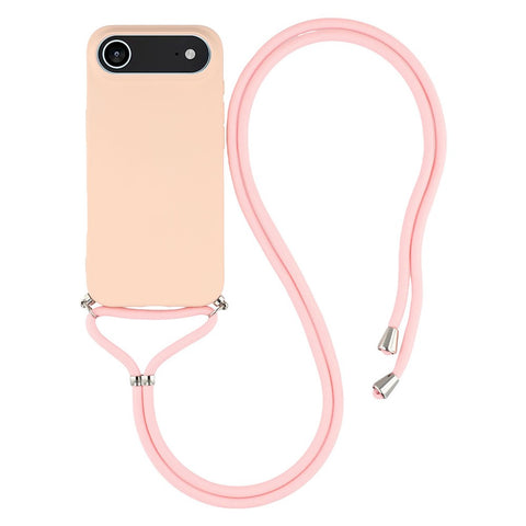 For iPhone Air Case Soft TPU Fiber Lining Phone Cover with Shoulder Strap
