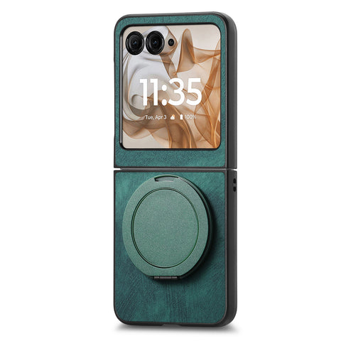 Rotating Kickstand Case for Motorola Razr 70 / 60 / 50 5G / Razr 2026 / 2025 / 2024 Stress Relief Retro Leather Back Cover