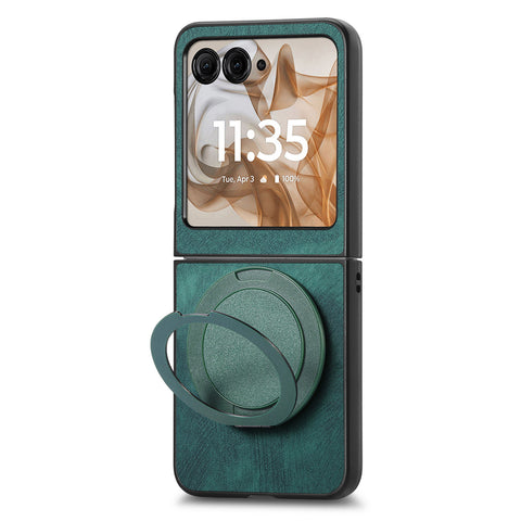 Rotating Kickstand Case for Motorola Razr 70 / 60 / 50 5G / Razr 2026 / 2025 / 2024 Stress Relief Retro Leather Back Cover