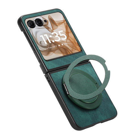 Rotating Kickstand Case for Motorola Razr 70 / 60 / 50 5G / Razr 2026 / 2025 / 2024 Stress Relief Retro Leather Back Cover