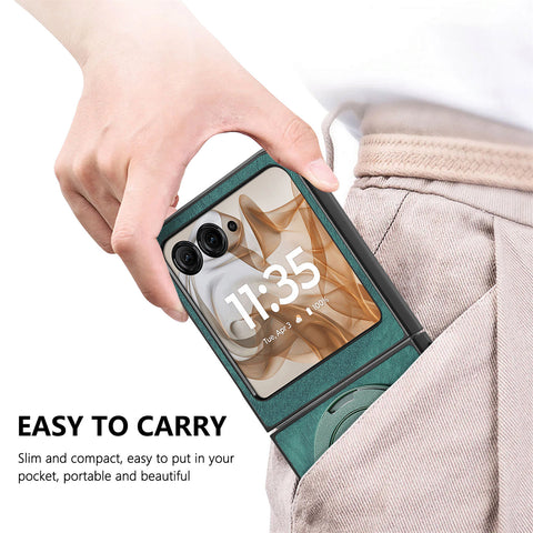 Rotating Kickstand Case for Motorola Razr 70 / 60 / 50 5G / Razr 2026 / 2025 / 2024 Stress Relief Retro Leather Back Cover