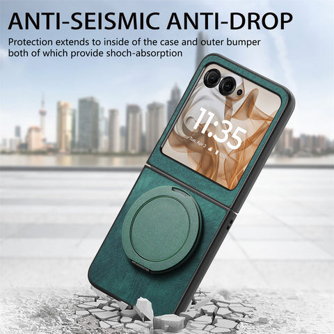 Rotating Kickstand Case for Motorola Razr 70 / 60 / 50 5G / Razr 2026 / 2025 / 2024 Stress Relief Retro Leather Back Cover