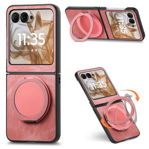 Rotating Kickstand Case for Motorola Razr 70 / 60 / 50 5G / Razr 2026 / 2025 / 2024 Stress Relief Retro Leather Back Cover