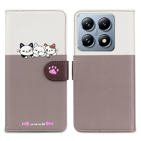 Cartoon Pet Series for Xiaomi 14T Pro Wallet Phone Case Splicing Leather Flip Cover