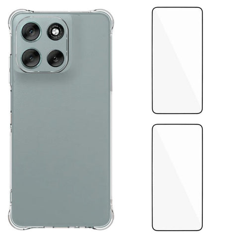 WANLONFENG For Motorola Moto G56 5G TPU Case  WL2 Series 2.0mm Phone Cover with 2Pcs Tempered Glass Films