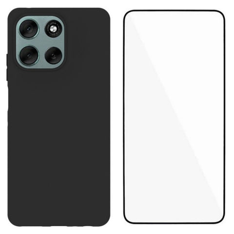 WANLONFENG For Motorola Moto G56 5G TPU Case  MS Series Matte Back Cover with Tempered Glass (Big Hole Lens)