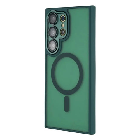 For Samsung Galaxy S23 Ultra Magnetic Case WANLONFENG QB Series PC TPU Phone Cover with Screen Film