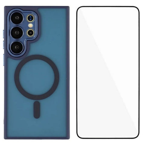 For Samsung Galaxy S23 Ultra Magnetic Case WANLONFENG QB Series PC TPU Phone Cover with Screen Film