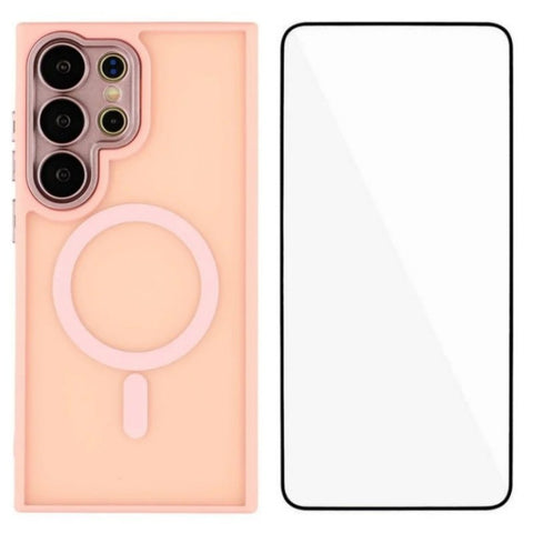 For Samsung Galaxy S23 Ultra Magnetic Case WANLONFENG QB Series PC TPU Phone Cover with Screen Film