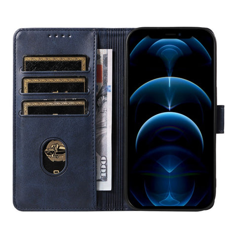 WANLONFENG For iPhone 12 Pro 6.1 inch Leather Case  NW Series Calf Texture Flip Wallet Phone Cover