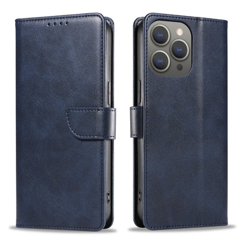 WANLONFENG For iPhone 12 Pro Max 6.7 inch Leather Case  NW Series Calf Texture Flip Wallet Phone Cover