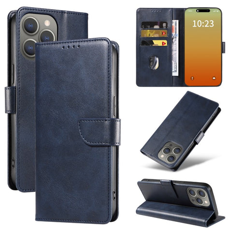 WANLONFENG For iPhone 12 Pro Max 6.7 inch Leather Case  NW Series Calf Texture Flip Wallet Phone Cover