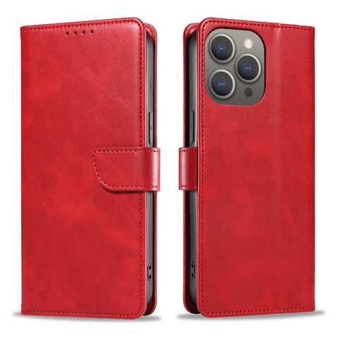 WANLONFENG For iPhone 12 Pro Max 6.7 inch Leather Case  NW Series Calf Texture Flip Wallet Phone Cover