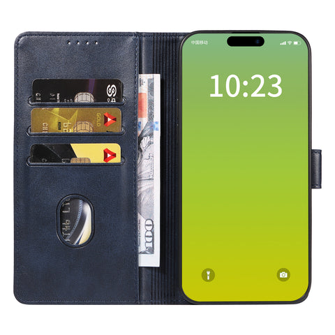 WANLONFENG For iPhone 14 Plus Leather Case  NW Series Calf Texture Flip Wallet Phone Cover