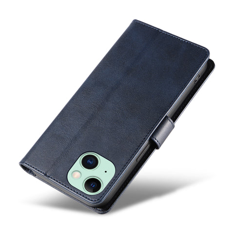 WANLONFENG For iPhone 14 Plus Leather Case  NW Series Calf Texture Flip Wallet Phone Cover