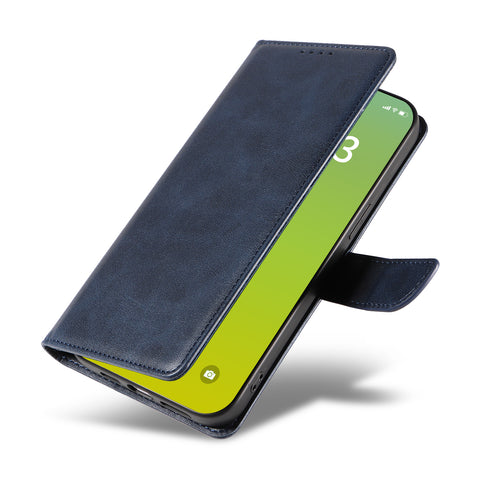 WANLONFENG For iPhone 14 Plus Leather Case  NW Series Calf Texture Flip Wallet Phone Cover