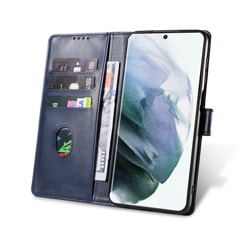 For Samsung Galaxy S23 Ultra Leather Case WANLONFENG NW Series Calf Texture Flip Wallet Phone Cover