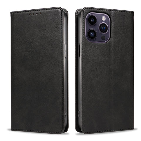 WANLONFENG For iPhone 12 Pro Max 6.7 inch Wallet Case  NW1 Series Magnetic Closure Calf Texture Leather Phone Cover
