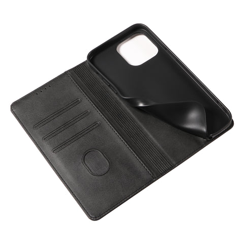 WANLONFENG For iPhone 12 Pro Max 6.7 inch Wallet Case  NW1 Series Magnetic Closure Calf Texture Leather Phone Cover