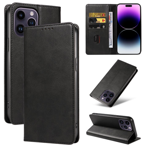 WANLONFENG For iPhone 12 Pro Max 6.7 inch Wallet Case  NW1 Series Magnetic Closure Calf Texture Leather Phone Cover