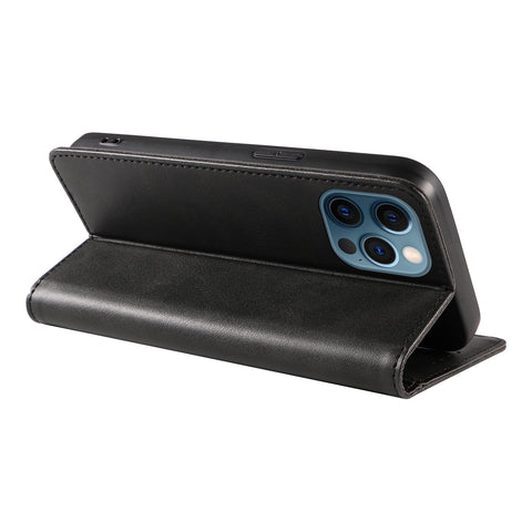 WANLONFENG For iPhone 12 Pro 6.1 inch Wallet Case  NW1 Series Magnetic Closure Calf Texture Leather Phone Cover