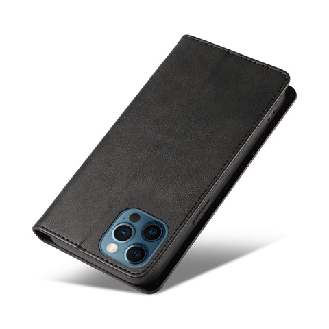 WANLONFENG For iPhone 12 Pro 6.1 inch Wallet Case  NW1 Series Magnetic Closure Calf Texture Leather Phone Cover