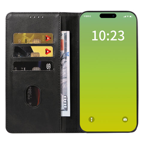 WANLONFENG For iPhone 14 Plus Wallet Case  NW1 Series Magnetic Closure Calf Texture Leather Phone Cover