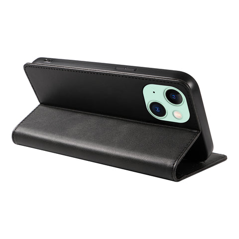 WANLONFENG For iPhone 14 Plus Wallet Case  NW1 Series Magnetic Closure Calf Texture Leather Phone Cover