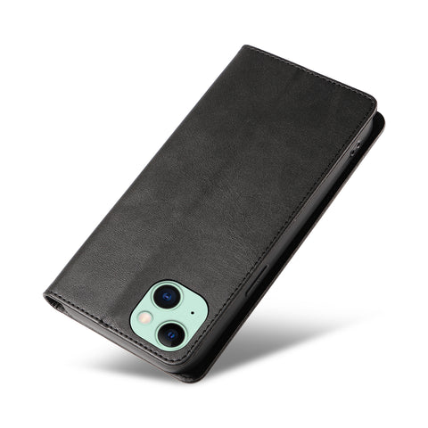 WANLONFENG For iPhone 14 Plus Wallet Case  NW1 Series Magnetic Closure Calf Texture Leather Phone Cover