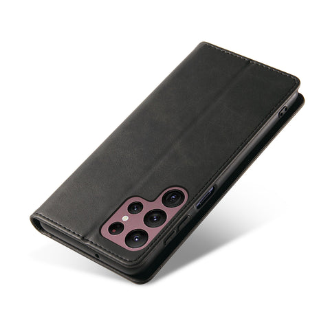 For Samsung Galaxy S23 Ultra Wallet Case WANLONFENG NW1 Series Magnetic Closure Calf Texture Leather Phone Cover