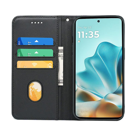 For Motorola Edge 60 Fusion 5G Wallet Case Magnetic Closing PU Leather Phone Cover with Wrist Strap