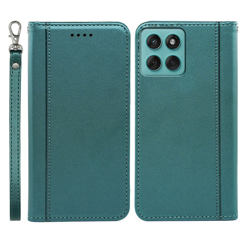 For Motorola Edge 60 Fusion 5G Wallet Case Magnetic Closing PU Leather Phone Cover with Wrist Strap