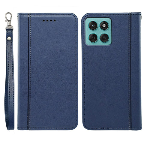 For Motorola Edge 60 Fusion 5G Wallet Case Magnetic Closing PU Leather Phone Cover with Wrist Strap