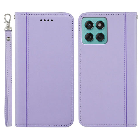 For Motorola Edge 60 Fusion 5G Wallet Case Magnetic Closing PU Leather Phone Cover with Wrist Strap