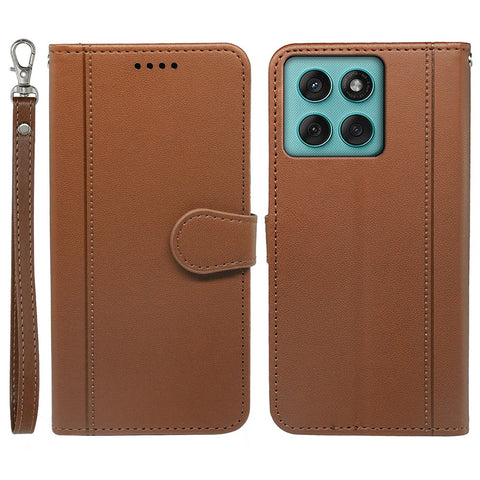 For Motorola Edge 60 Fusion 5G Wallet Case Magnetic Snap Leather Phone Cover with Strap