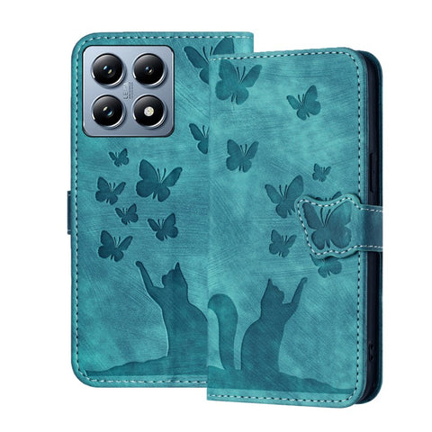 WANLONFENG For Xiaomi 14T Pro Leather Case  HDM Series Butterfly Cat Pattern Wallet Phone Cover