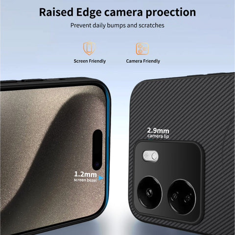 For Xiaomi Redmi 13C 4G Magnetic Case WANLONFENG TQ Series Carbon Fiber Texture PC TPU Phone Cover