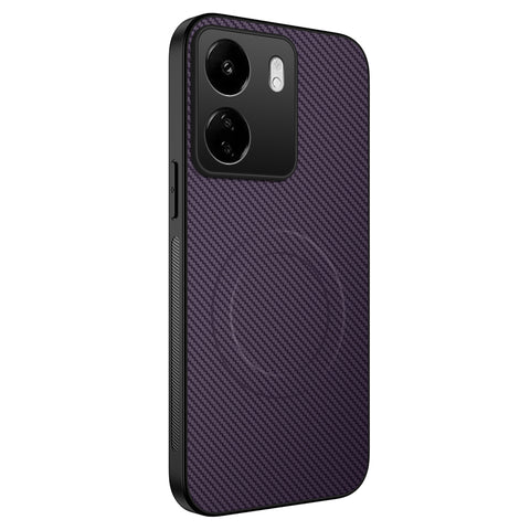 For Xiaomi Redmi 13C 4G Magnetic Case WANLONFENG TQ Series Carbon Fiber Texture PC TPU Phone Cover