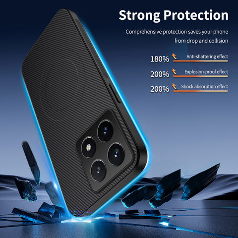 WANLONFENG For Xiaomi 14T Pro Magnetic Case  TQ Series Carbon Fiber Texture PC TPU Phone Cover