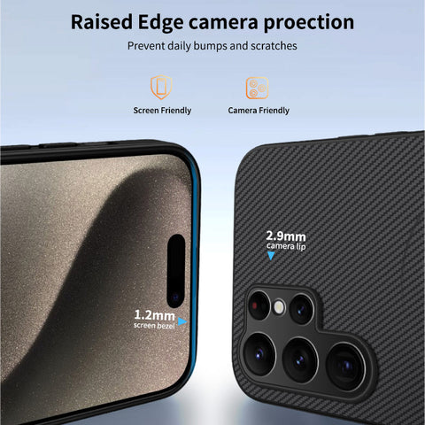 WANLONFENG For Samsung Galaxy S23 Ultra Magnetic Case  TQ Series Carbon Fiber Texture PC TPU Phone Cover