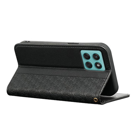 For Motorola Edge 60 Fusion 5G Wallet Phone Case Checkered Pattern Imprint Leather Flip Cover with Wrist Strap