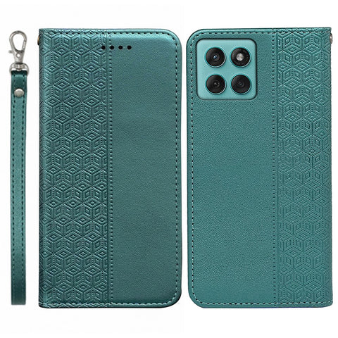 For Motorola Edge 60 Fusion 5G Wallet Phone Case Checkered Pattern Imprint Leather Flip Cover with Wrist Strap