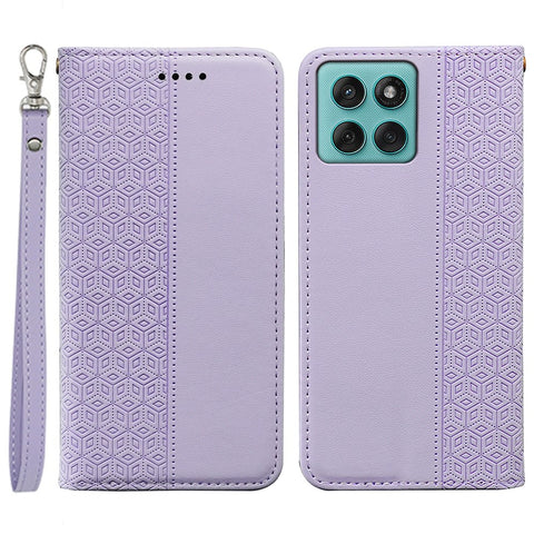 For Motorola Edge 60 Fusion 5G Wallet Phone Case Checkered Pattern Imprint Leather Flip Cover with Wrist Strap