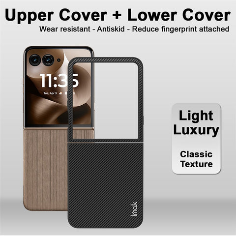 IMAK Ruiyi Series for Motorola Razr 70 Ultra Razr Ultra (2026) / Razr 60 Ultra 5G Razr Ultra (2025) Case Carbon Fiber Texture Leather + PC Phone Cover