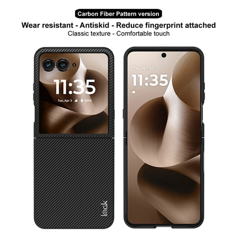 IMAK Ruiyi Series for Motorola Razr 70 Ultra Razr Ultra (2026) / Razr 60 Ultra 5G Razr Ultra (2025) Case Carbon Fiber Texture Leather + PC Phone Cover