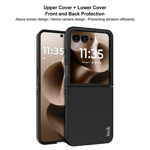 IMAK Ruiyi Series for Motorola Razr 70 Ultra Razr Ultra (2026) / Razr 60 Ultra 5G Razr Ultra (2025) Case Carbon Fiber Texture Leather + PC Phone Cover