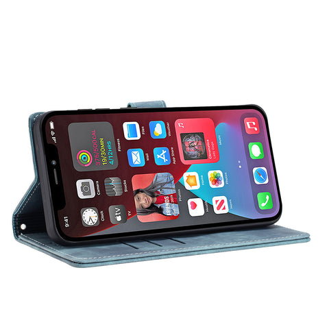 WANLONFENG For iPhone 12 Pro Max 6.7 inch Leather Case  HDM Series Mandala Imprint Wallet Stand Phone Cover